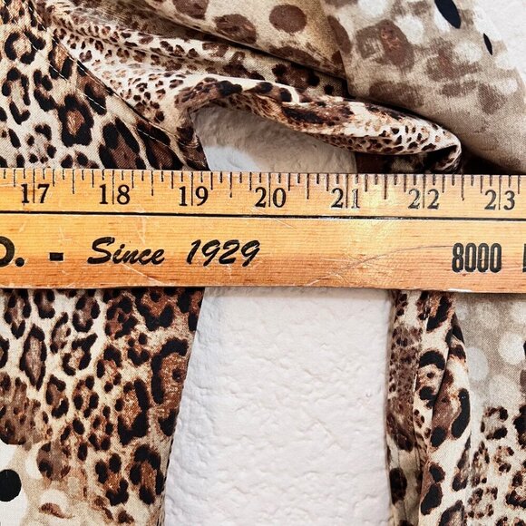 100% Silk Brown Cheetah Print Office Career Work Button Front Tunic Women Size M - Picture 5 of 8
